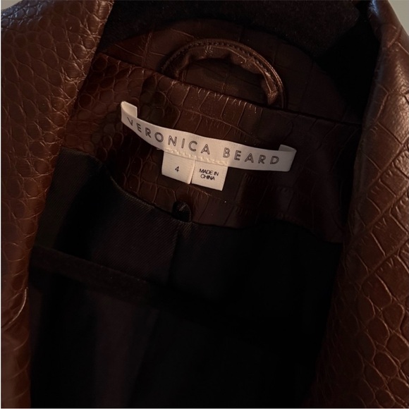 $698 Veronica Beard Cooke Vegan Croc Leather Dickey Jacket blazer Sz 4 Chicory - Picture 10 of 16